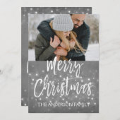 Vrolijk Kerstfeest Sneeuw of Sneeuwvlok Fotokaart Feestdagenkaart (Voorkant / Achterkant)