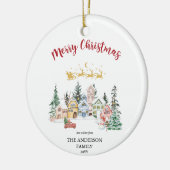 vrolijk kerstfeest | Sneeuw Winter House Scene Keramisch Ornament (Links)