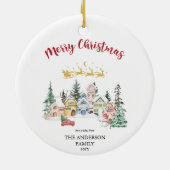 vrolijk kerstfeest | Sneeuw Winter House Scene Keramisch Ornament (Achterkant)