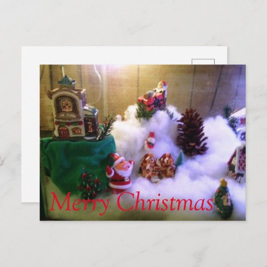 Vrolijk kerstfeest ~ Sneeuwdorp Briefkaart (Voorkant / Achterkant)