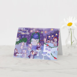 Vrolijk Kerstfeest Sneeuwman Café Kaart