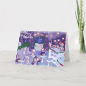 Vrolijk Kerstfeest Sneeuwman Café Kaart (Voorkant)