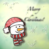 Vrolijk kerstfeest, sneeuwman met gebreide kleding raamsticker (Vel 3)