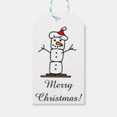 Vrolijk Kerstfeest Sneeuwman naar/van label Cadeaulabel (Voorkant)
