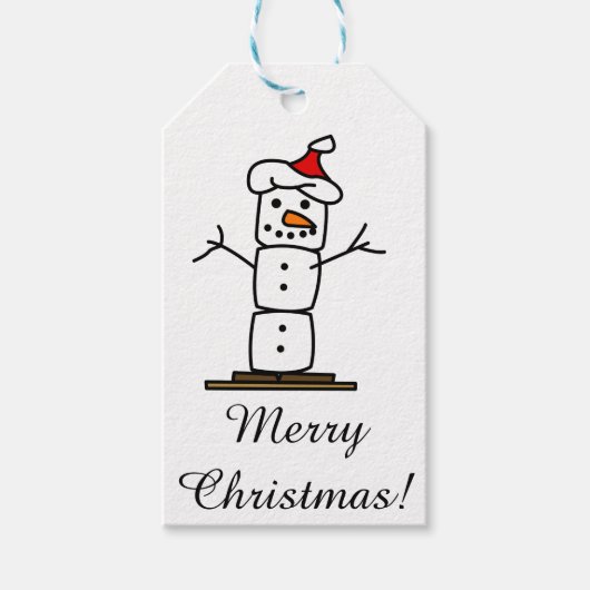 Vrolijk Kerstfeest Sneeuwman naar/van label Cadeaulabel (Voorkant)