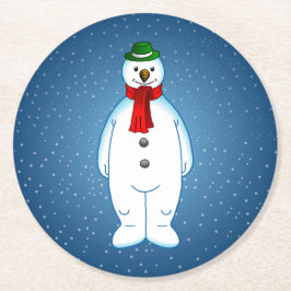 Vrolijk Kerstfeest Sneeuwman Papier Onderzetter