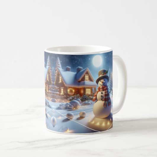 Vrolijk Kerstfeest Sneeuwman Sneeuwpop Tree Xmas V Koffiemok (Voorkant rechts)