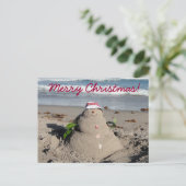 Vrolijk kerstfeest! sneeuwman / zandman feestdagenkaart (Staand voorkant)