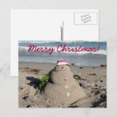 Vrolijk kerstfeest! sneeuwman / zandman feestdagenkaart (Voorkant / Achterkant)