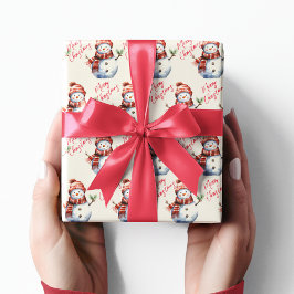  Vrolijk Kerstfeest & Sneeuwmannen Cadeaupapier