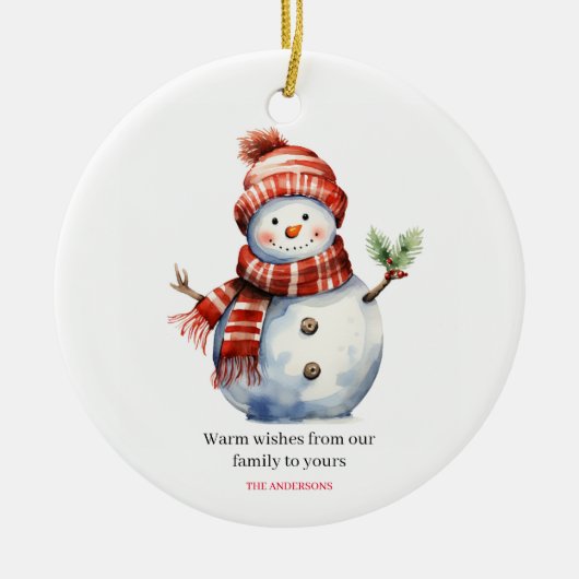  Vrolijk Kerstfeest & Sneeuwmannen Keramisch Ornament (Voorkant)