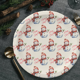  Vrolijk Kerstfeest & Sneeuwmannen Papieren Bordje