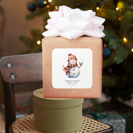  Vrolijk Kerstfeest & Sneeuwmannen Vierkante Sticker