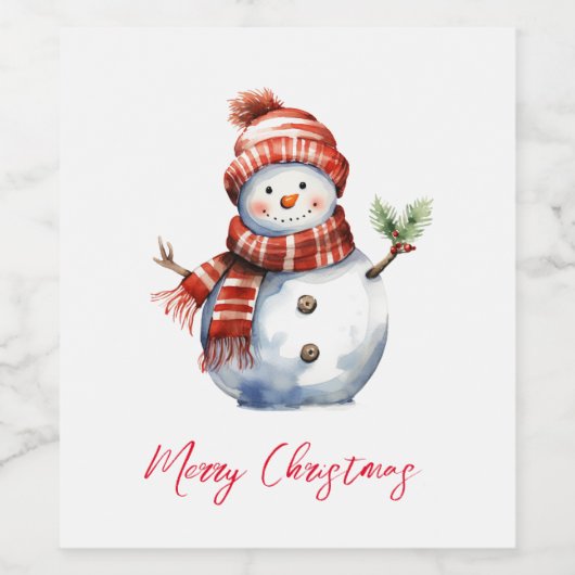  Vrolijk Kerstfeest & Sneeuwmannen Wijn Etiket (Enkel label)