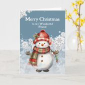 Vrolijk kerstfeest sneeuwpop vriend kaart (Gele Bloem)