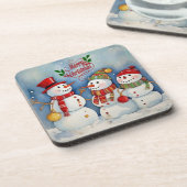 Vrolijk kerstfeest, sneeuwpopfeest bier onderzetter (Linkerzijde)