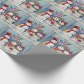 Vrolijk kerstfeest, sneeuwpopfeest cadeaupapier (Hoek)