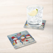 Vrolijk kerstfeest, sneeuwpopfeest kartonnen onderzetters (Insitu)