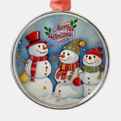 Vrolijk kerstfeest, sneeuwpopfeest metalen ornament (Voorkant)