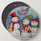 Vrolijk kerstfeest, sneeuwpopfeest ronde button 6,0 cm (Voorkant /achterkant)
