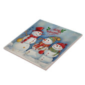 Vrolijk kerstfeest, sneeuwpopfeest tegeltje (Zijkant)