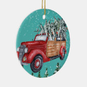 Vrolijk Kerstfeest Sneeuwval Boom Van Keramisch Or Keramisch Ornament (Rechts)