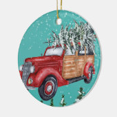 Vrolijk Kerstfeest Sneeuwval Boom Van Keramisch Or Keramisch Ornament (Links)