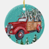 Vrolijk Kerstfeest Sneeuwval Boom Van Keramisch Or Keramisch Ornament (Achterkant)