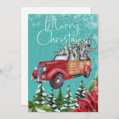 Vrolijk Kerstfeest Sneeuwval Trees Wenskaart Feestdagenkaart (Voorkant / Achterkant)