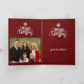 Vrolijk Kerstfeest Sneeuwvlok Rode Buffel Foto Feestdagen Kaart (Binnen)