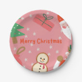Vrolijk Kerstfeest Sneeuwvlok Sneeuwman cadeaus Xm Papieren Bordje (Voorkant)