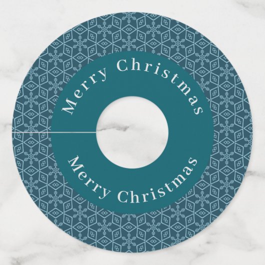 Vrolijk Kerstfeest Sneeuwvlok Wijnglas Label (Voorkant)