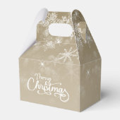 Vrolijk Kerstfeest Sneeuwvlokken Beige Vakantie Bedankdoosjes (Achterkant)