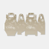 Vrolijk Kerstfeest Sneeuwvlokken Beige Vakantie Bedankdoosjes (Uitgevouwen)