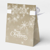 Vrolijk Kerstfeest Sneeuwvlokken Beige Vakantie Bedankdoosjes (Achterkant)