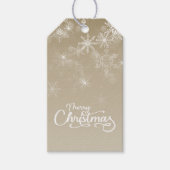 Vrolijk Kerstfeest Sneeuwvlokken Beige Vakantie Cadeaulabel (Voorkant)