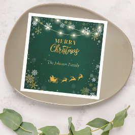 Vrolijk Kerstfeest Sneeuwvlokken en Santa Servet