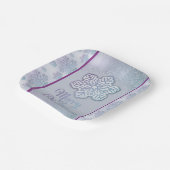 Vrolijk Kerstfeest Sneeuwvlokken Iridescent Blauw  Papieren Bordje (Gebogen)