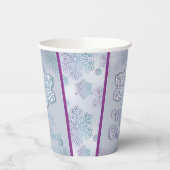 Vrolijk kerstfeest-sneeuwvlokken iriserend blauw P Papieren Bekers (Links)