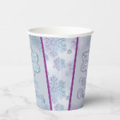 Vrolijk kerstfeest-sneeuwvlokken iriserend blauw P Papieren Bekers (Rechts)