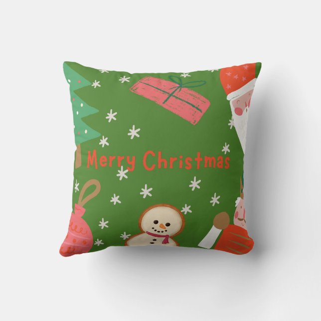 vrolijk kerstfeest sneeuwvlokken met kerstman kussen (Achterkant)