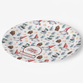 Vrolijk Kerstfeest Sneeuwvlokken Monogram Papieren Bordje (Gekanteld)