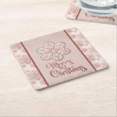 Vrolijk Kerstfeest Sneeuwvlokken Roos Gold Glitter Kartonnen Onderzetters (Schuin)