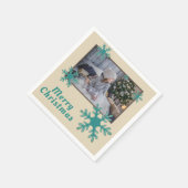 Vrolijk Kerstfeest Sneeuwvlokken Vakantiefoto Servet (Hoek)