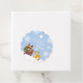 Vrolijk Kerstfeest Sneeuwvlokken Vos Dier Bedankjes Labels (In situ)