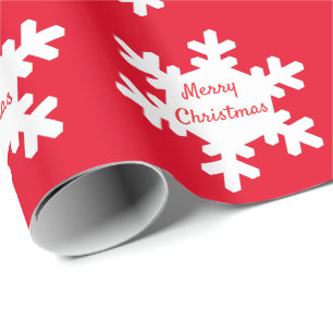 Vrolijk kerstfeest Sneeuwvlokpatronen Rood Wit 202 Cadeaupapier