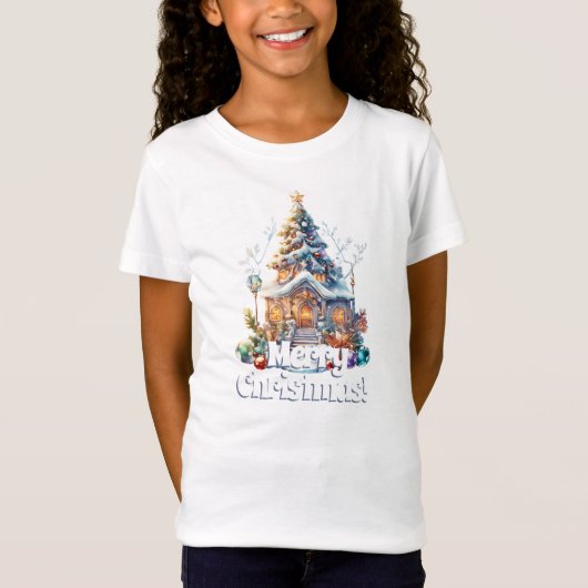 Vrolijk Kerstfeest Snoep Huis T-shirt (Voorkant)