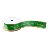 Vrolijk Kerstfeest & Snoep Stripe Ribbon Groen/Gou Satijnen Lint (Spoel)