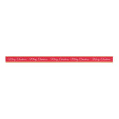 Vrolijk Kerstfeest & Snoep Stripe Ribbon Rood/Goud Grosgrain Lint (Voorkant)