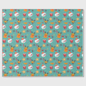 Vrolijk Kerstfeest Snoepjes Sneeuwman Rendier Ster Cadeaupapier (Vlak)